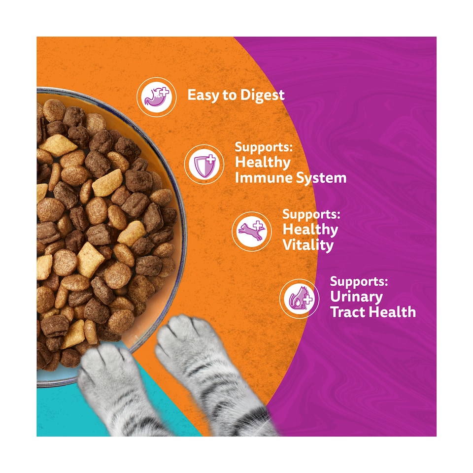 image 1 of WHISKAS DUO 1+ Years Cat Complete Dry with Surf & Turf Tuna and Chicken 800g