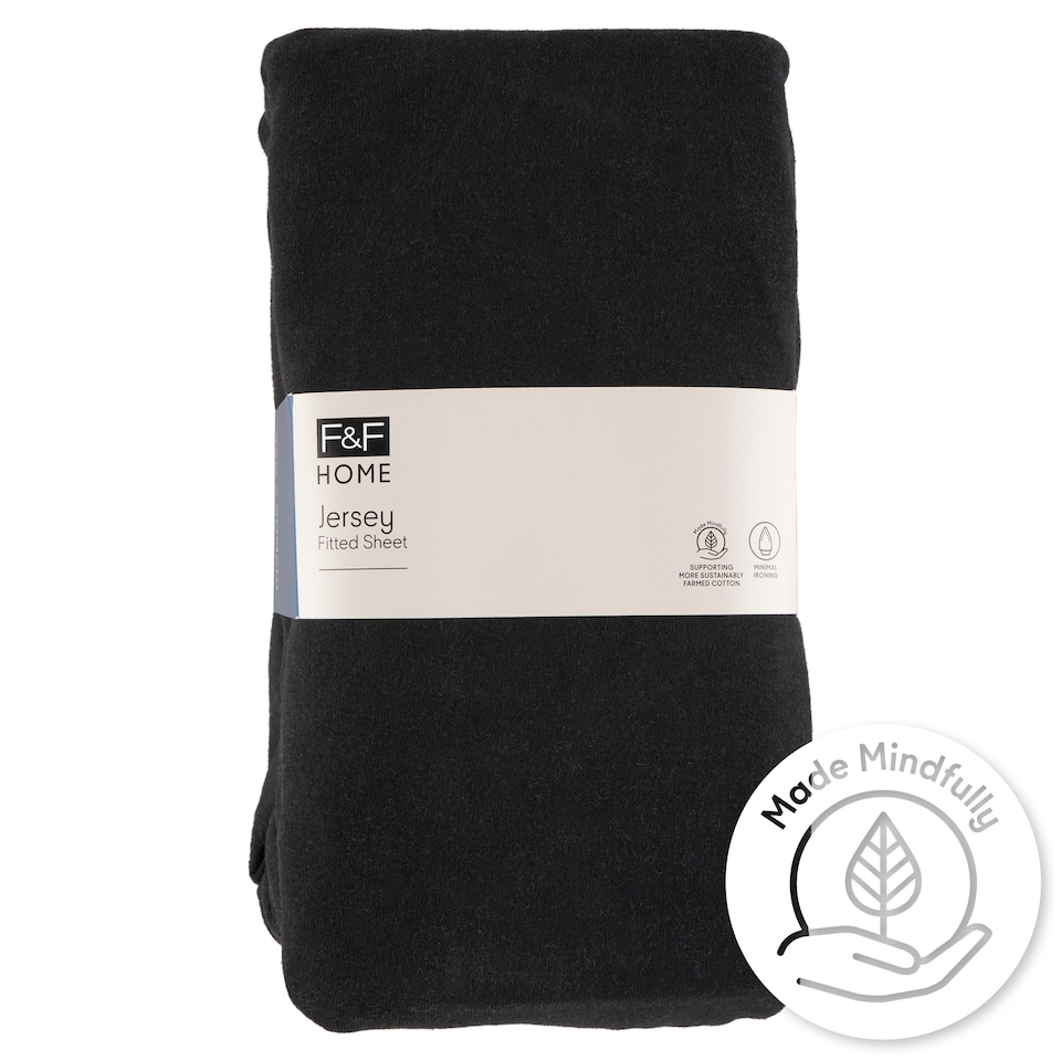 F&F Home Easy Care Jersey Black gumis lepedő 220 x 200 x 25 cm