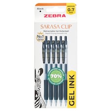 Zebra Sarasa Black Gel Pens 5 Pack