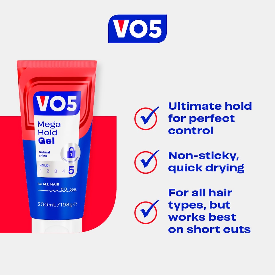 image 1 of Vo5 Mega Hold Styling Hair Gel 200Ml