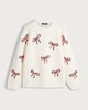 image 4 of F&F Knitted Bow Sequin Embellished Jumper in Cream