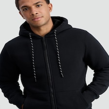 F&F Cotton Rich Faux Fur Lined Zip Up Hoodie in Black