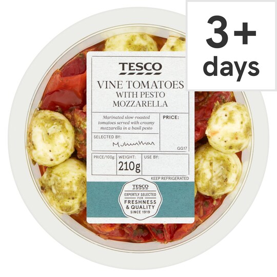 Tesco Vine Tomatoes With Pesto Mozzarella 210G Tesco Groceries