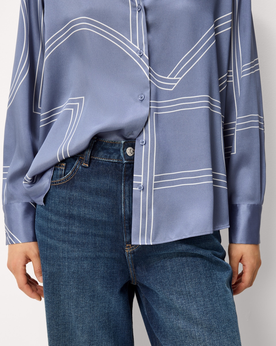 image 1 of F&F Abstract Print Shirt in Blue