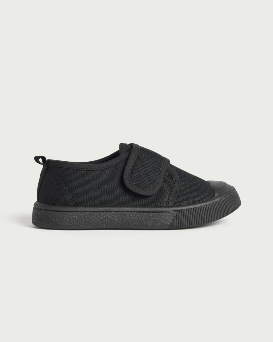 image 1 of F&F School Strap Fastening Plimsolls in Black
