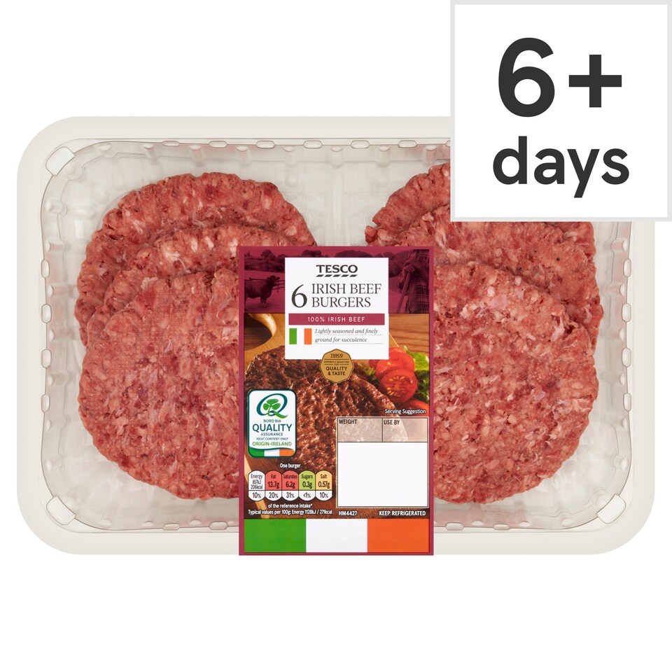 Tesco Irish Beef Burgers 600G