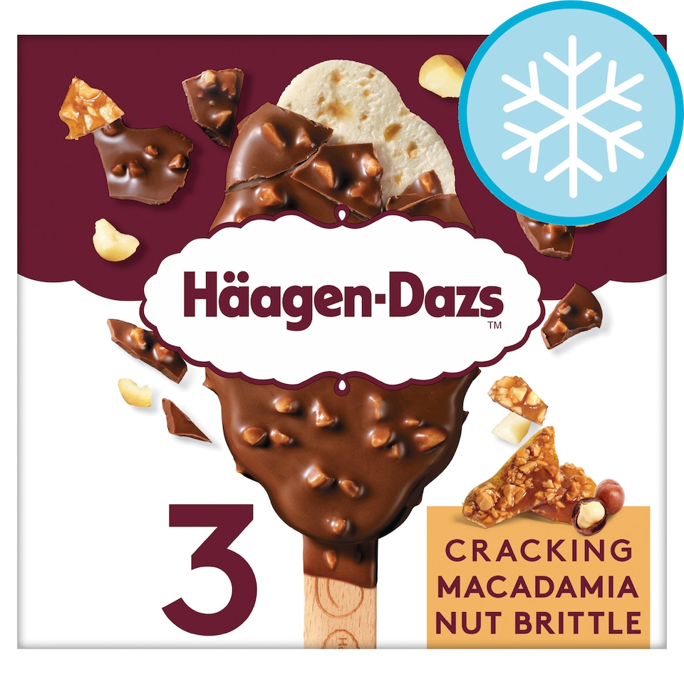 Haagen-Dazs Cracking Macadamia Nut Brittle Ice Cream Bars 3 x 80ml