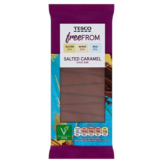 Tesco Free From Salted Caramel Chocolate Bar 90G Tesco Groceries