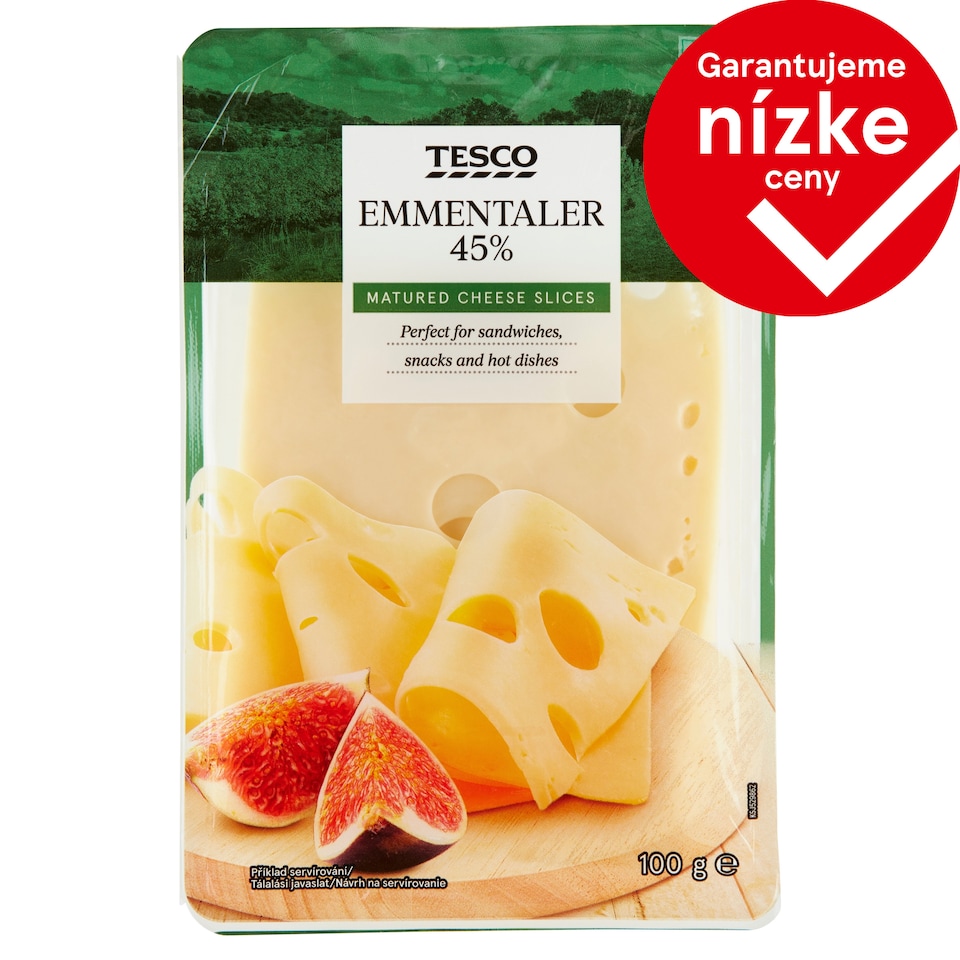 Tesco Ementaler 45% plátky 100 g