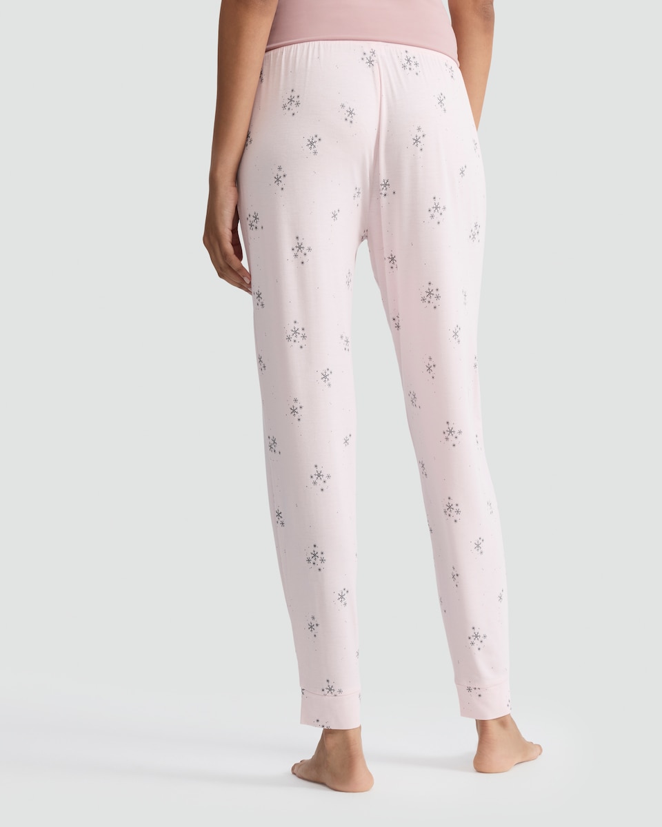 image 1 of F&F Snowflake Print Drawstring Pyjama Bottoms in Pink