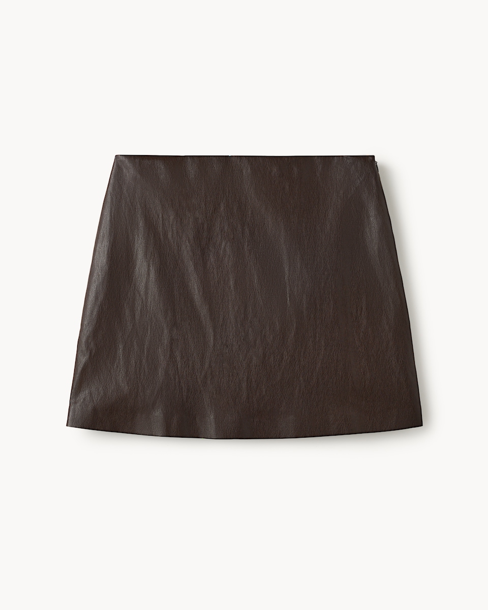 image 1 of F&F Faux Leather Mini Skirt in Brown