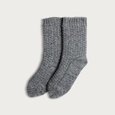 F&F Textured Knitted Slipper Socks in Grey Marl