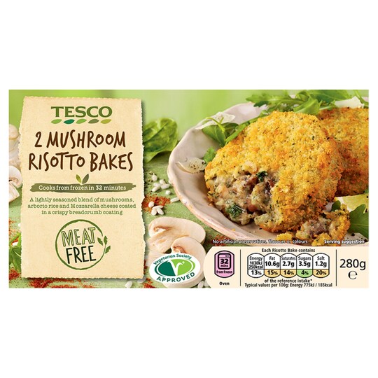 Tesco Meat Free 2 Mushroom Risotto Bakes 280G Promotion Tesco Groceries