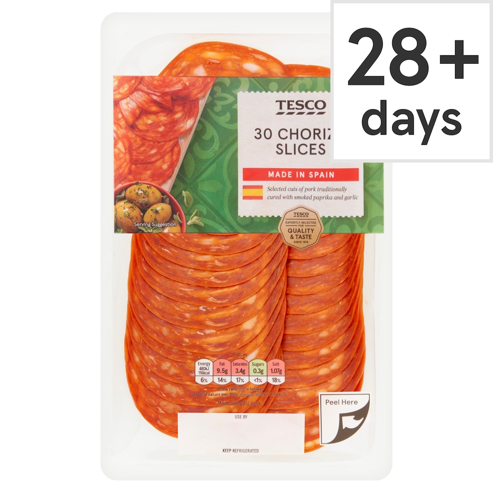 Tesco Spanish Chorizo Sausage Slices 150G