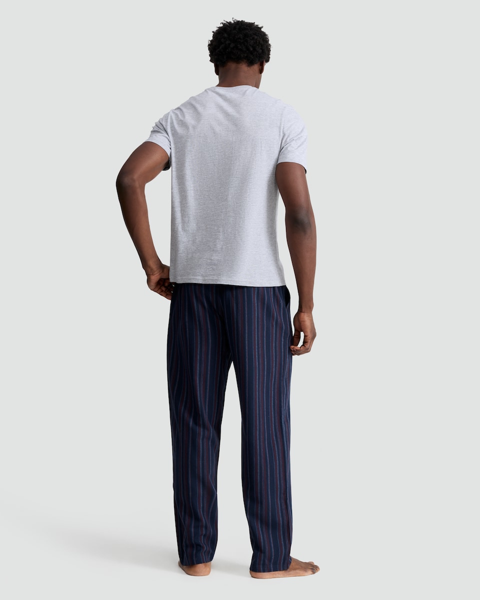 image 1 of F&F Pure Cotton Stripe Print Pyjama Bottoms in Burgundy