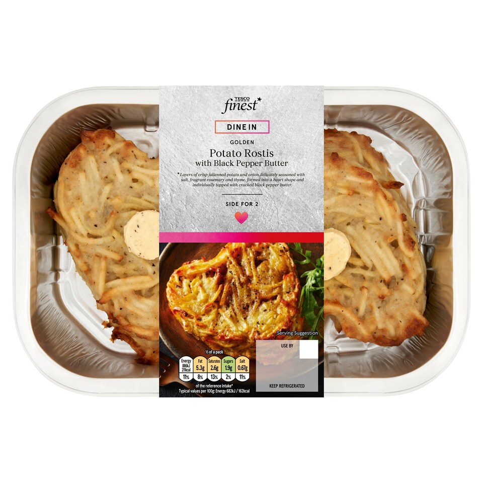 Tesco Finest Golden Potato Rostis With Black Pepper Butter Melts 300g