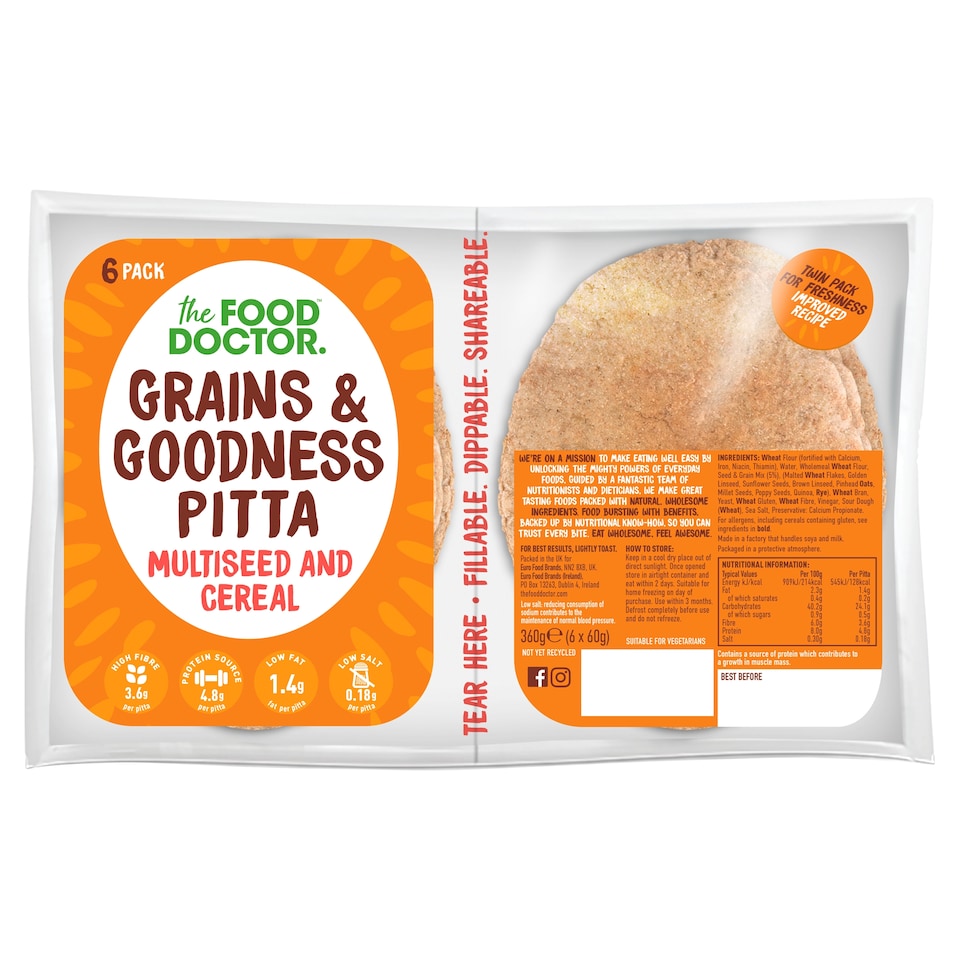 The Food Doctor Seed And Cereal Pitta 6 Pack