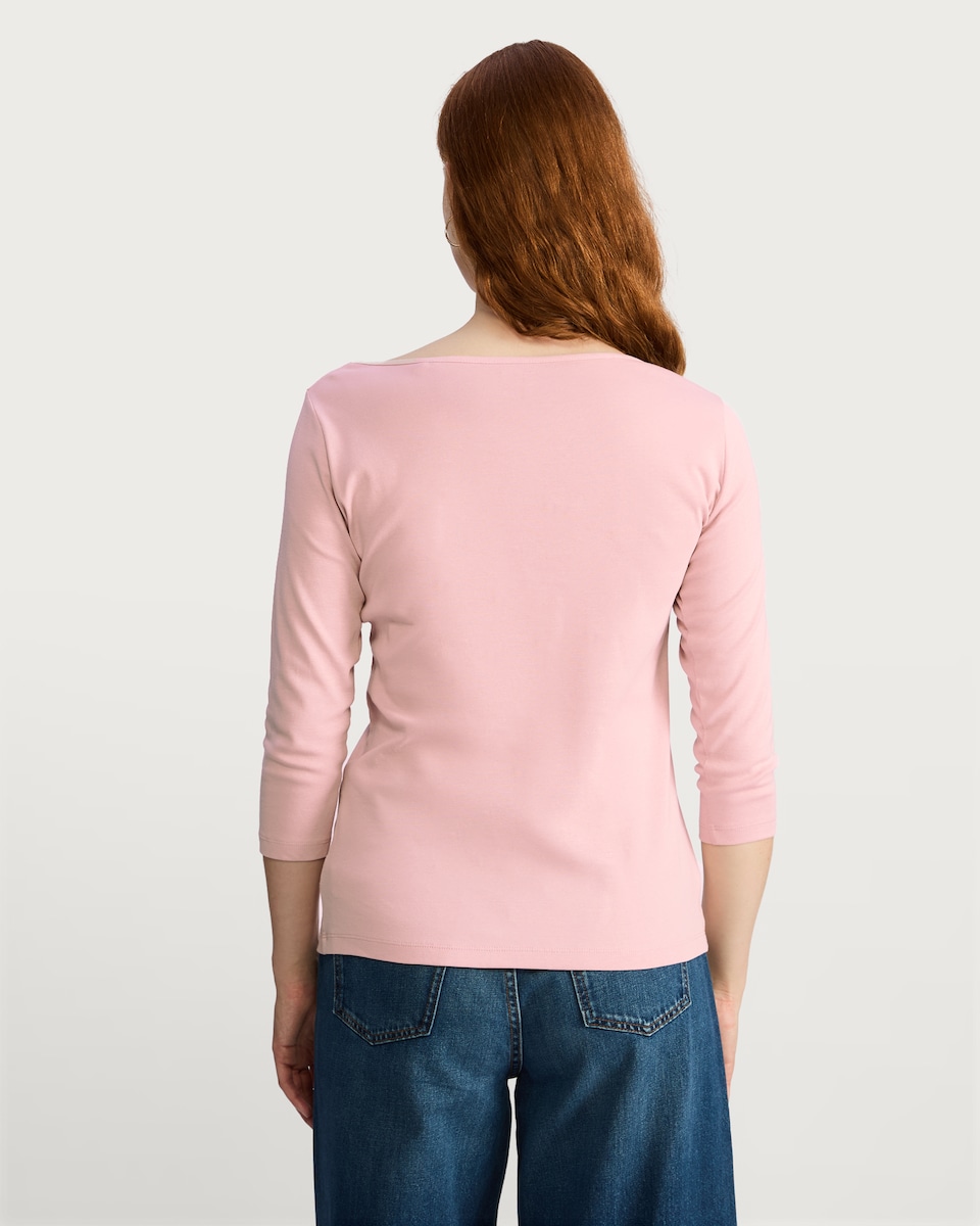 image 1 of F&F Pure Cotton Boat Neck Top in Pink