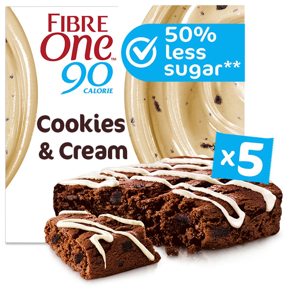 image 1 of Fibre One Snack Bars Cookies & Cream Squares 5X24g
