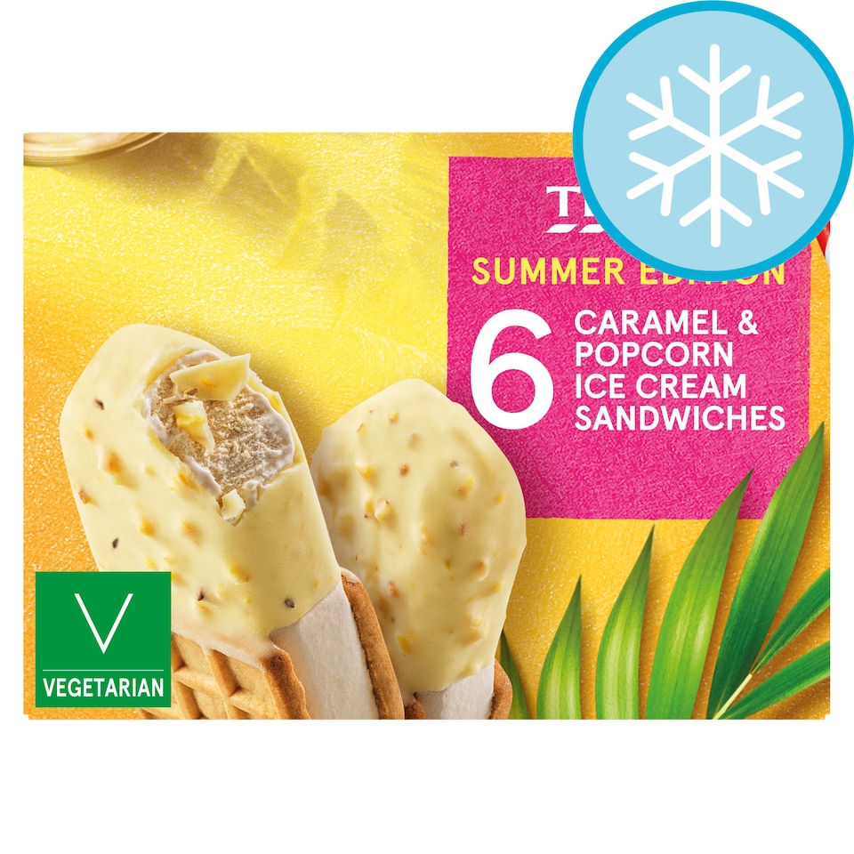 Tesco Popcorn and Caramel Ice Cream Sandwich 6x85ml