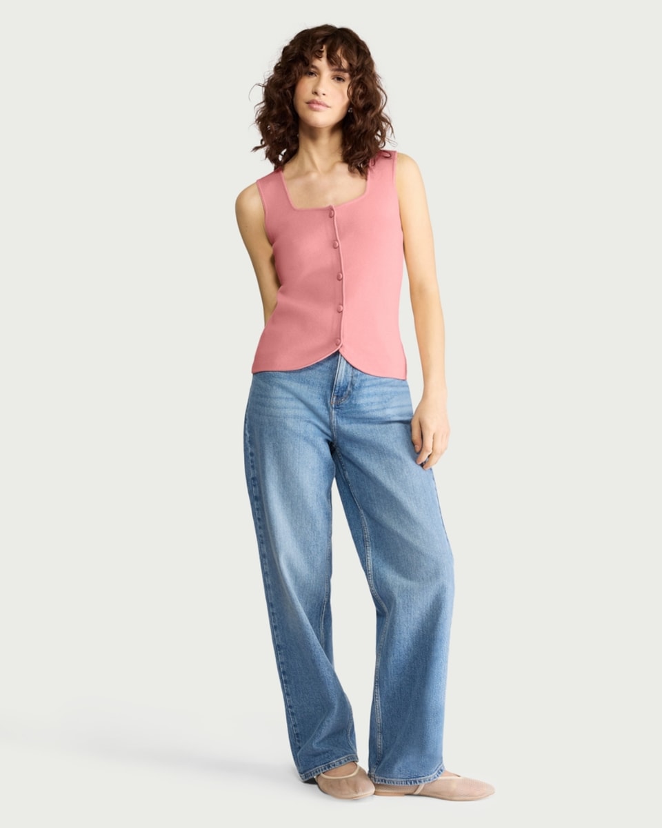 image 1 of F&F Button Front Waistcoat in Pink