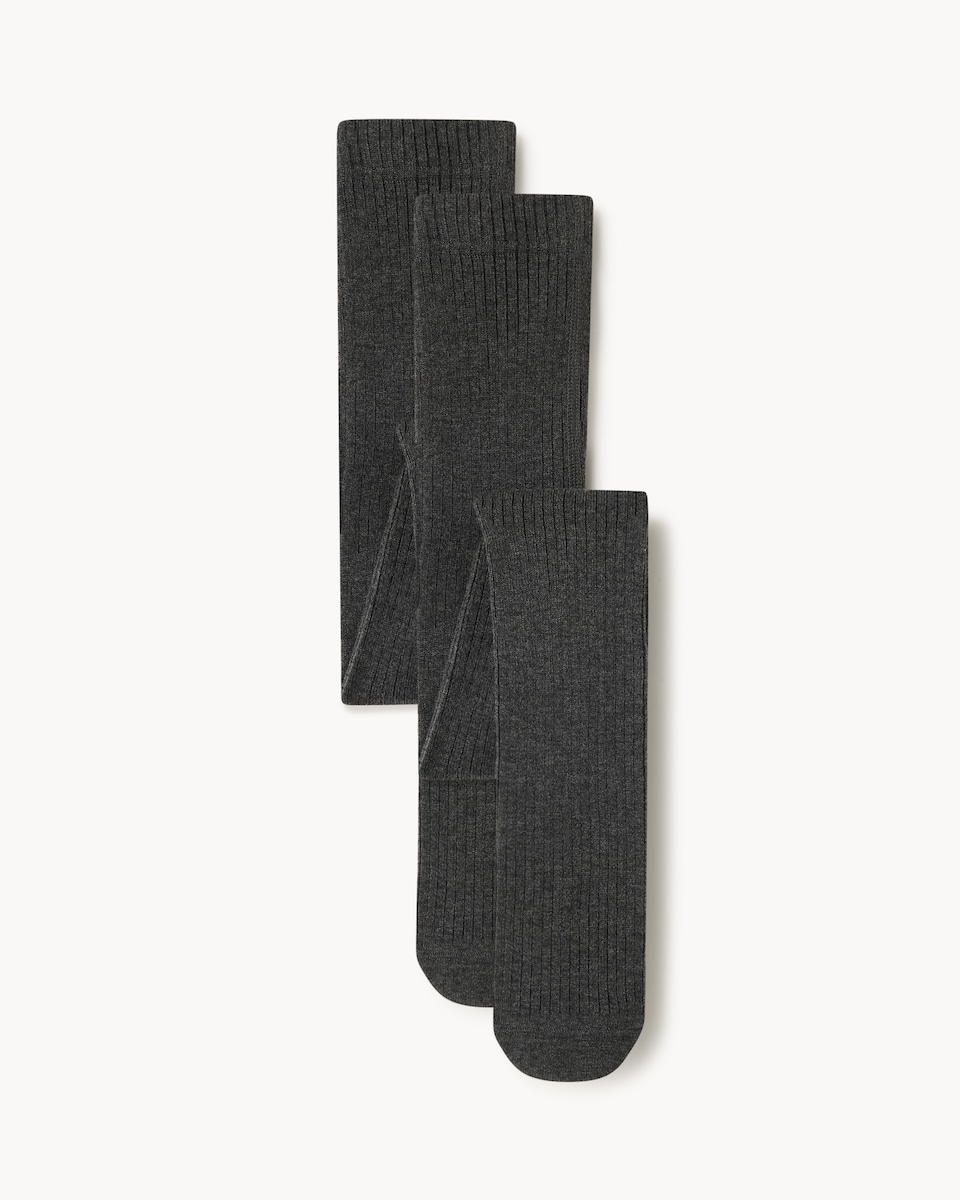F&F Girls 2-Pack WARMPLUS™ Ribbed Medium Warmth Thermal Tights in Grey