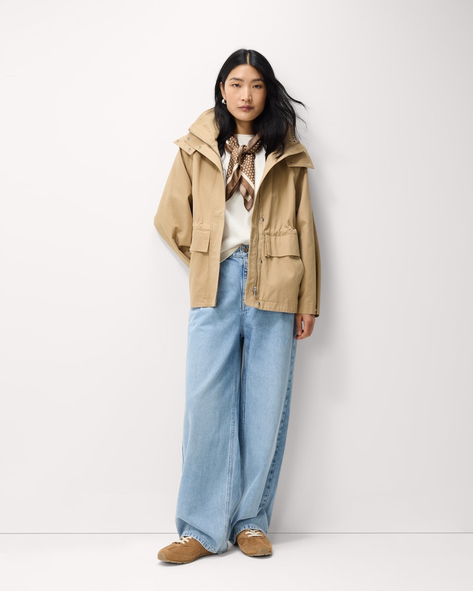 image 1 of F&F Pure Cotton Oversized Hooded Jacket in Neutral
