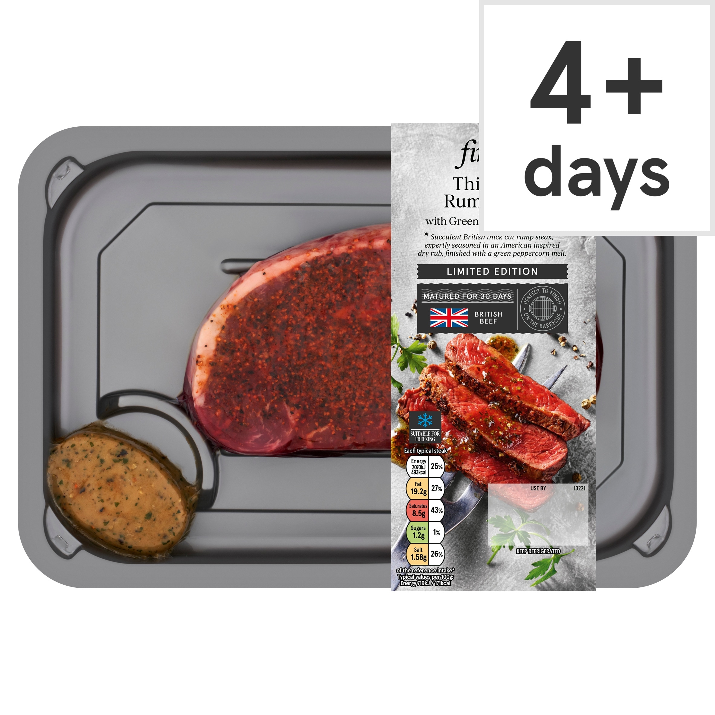 Tesco Finest Thick Cut Rump Steak with Green Peppercorn Melt 382g