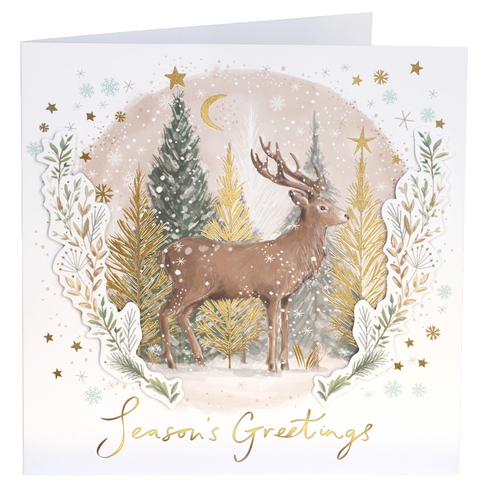 Tesco Stag Luxury Christmas Cards 5 Pack