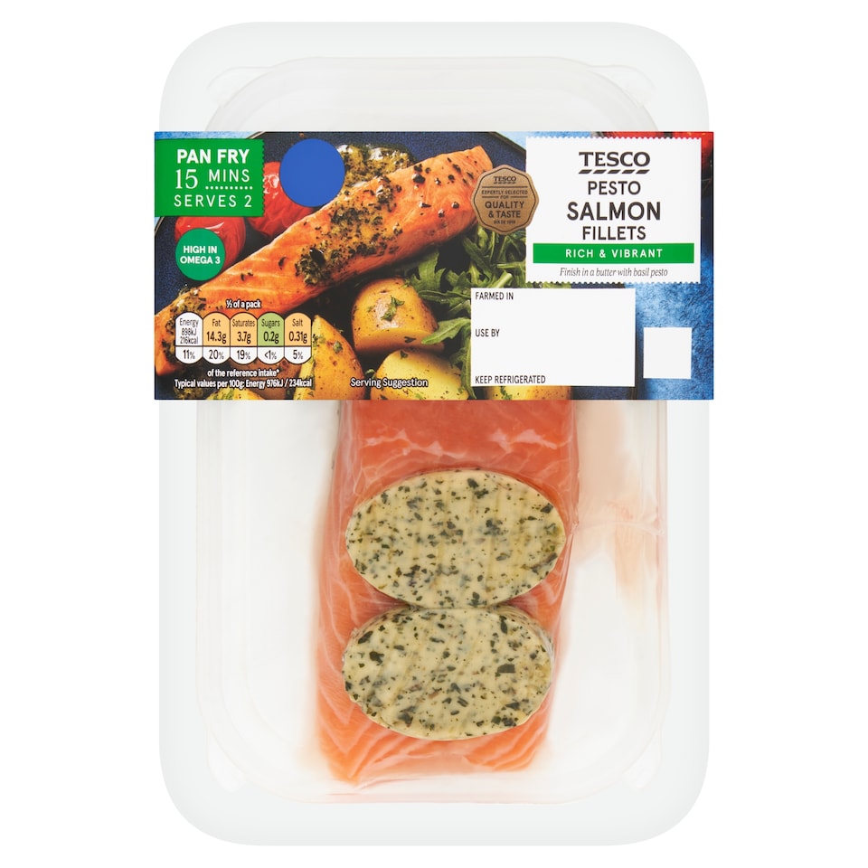 Tesco Pesto Salmon Fillets 230G