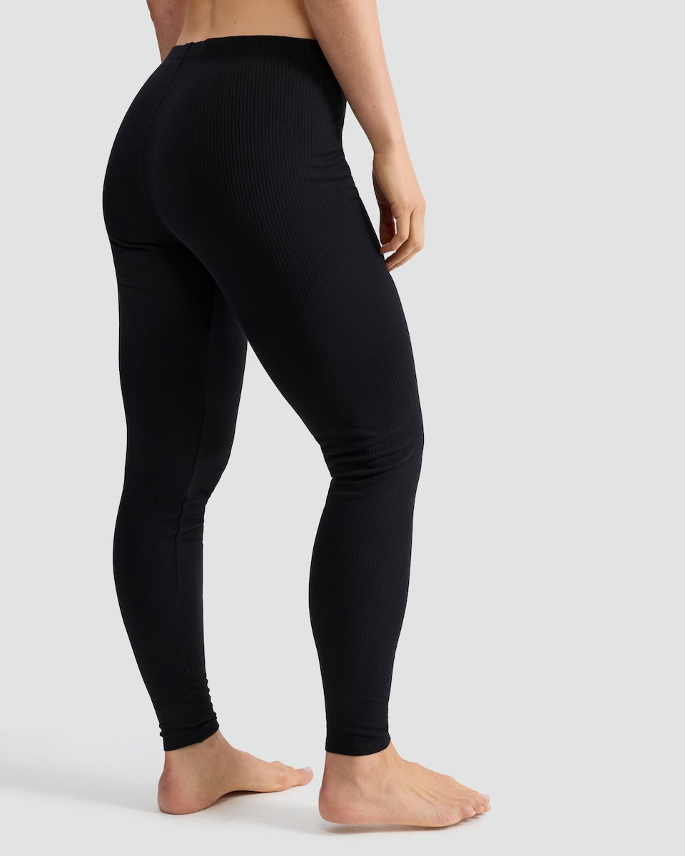 image 1 of F&F Ribbed Soft Touch Thermal Leggings in Black