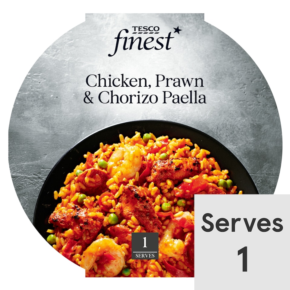 Tesco Finest Chicken Prawn & Chorizo Paella 475G