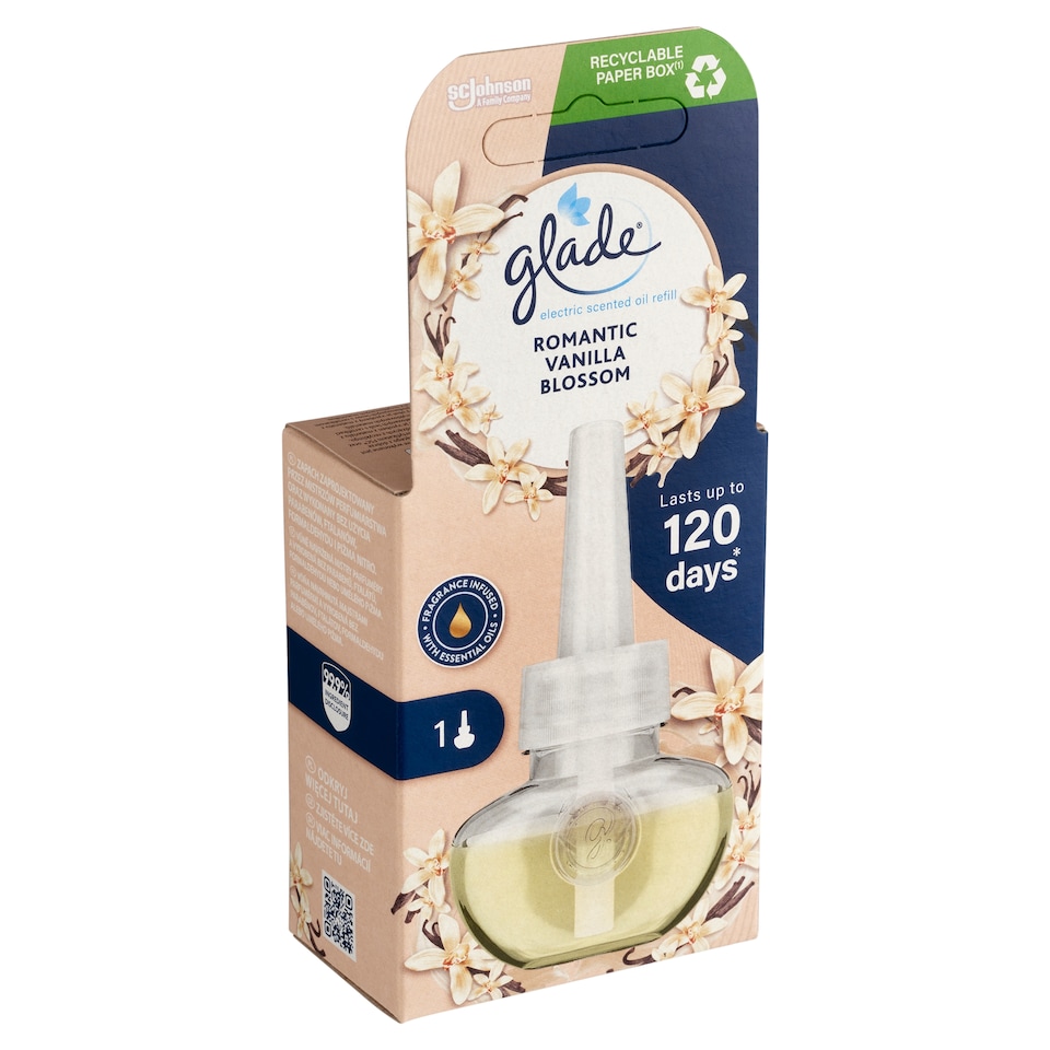obrázok 1 z Glade Romantic Vanilla Blossom elektrický tekutý osviežovač vzduchu náplň 20 ml