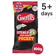 GINSTERS STEAK & MARMITE WITH CHEESE POCKET 100G