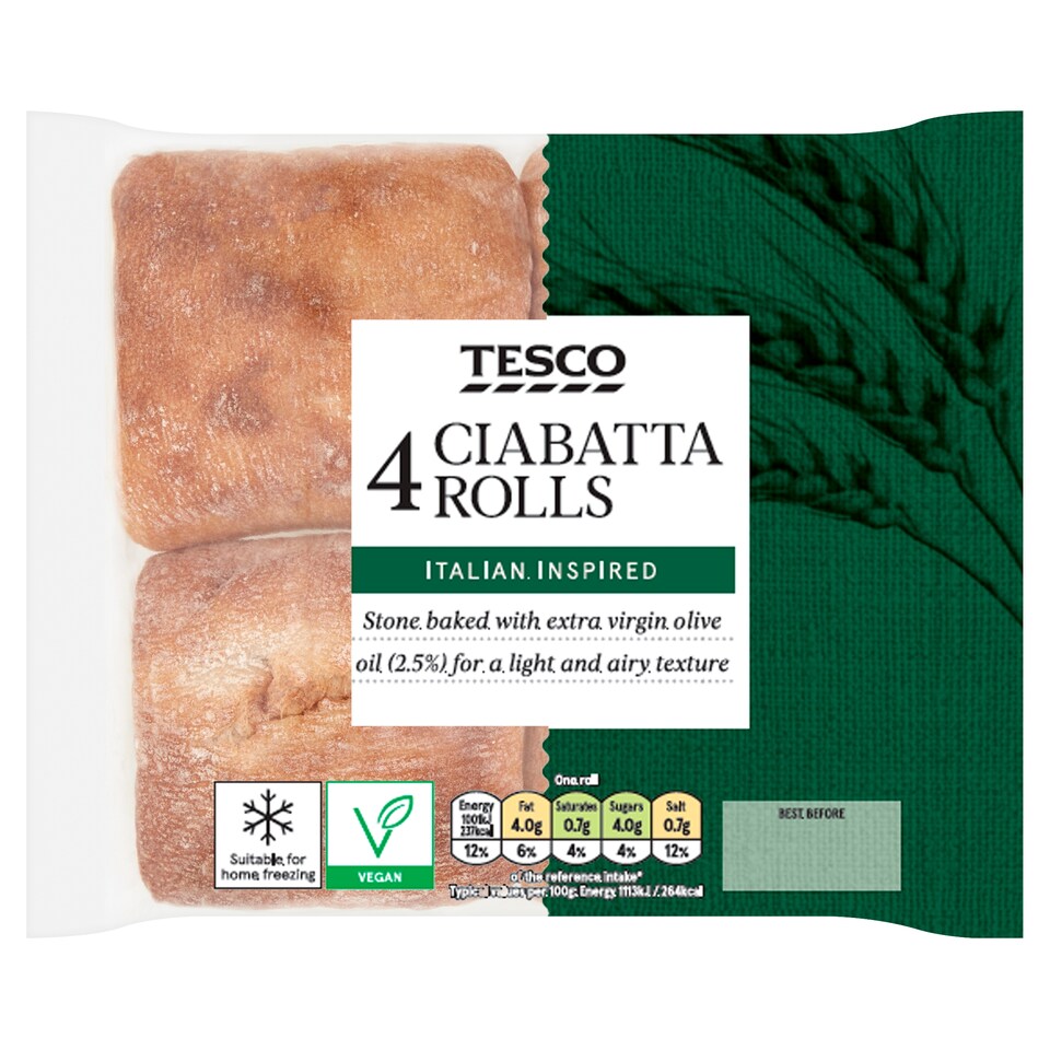 Tesco 4 Ciabatta Rolls