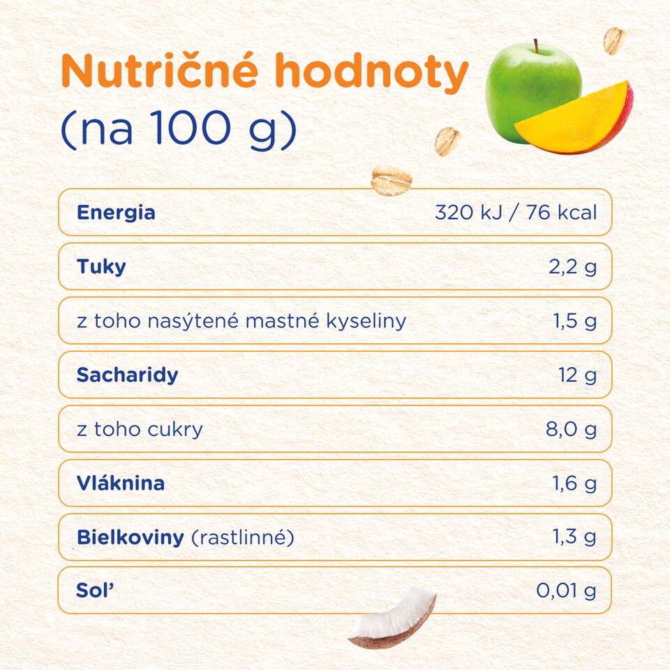 image 1 of Sunar Smootík detská kapsička mango, kokosové mlieko, ovsené vločky 12m+, 120 g