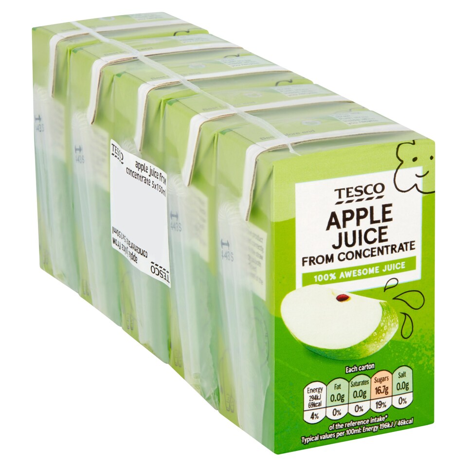 Tesco Pure Apple Juice 5X150ml Tesco Groceries