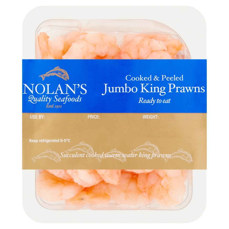 Nolans Cooked & Peeled Tail Off Jumbo King Prawns 150G