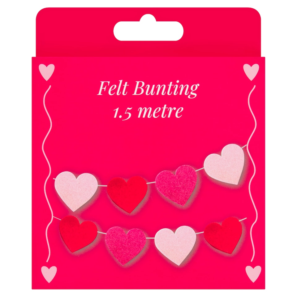 Tesco Valentines Heart Felt Bunting
