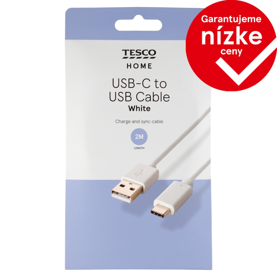 Tesco Home White kábel USB-C/USB 2 m