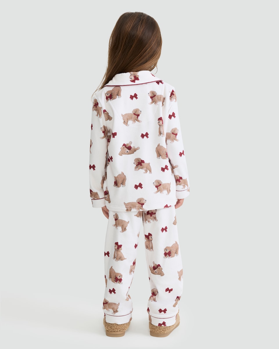 image 1 of F&F Curtis The Dog Bow Print Shirt and Trousers Pyjamas in Multi