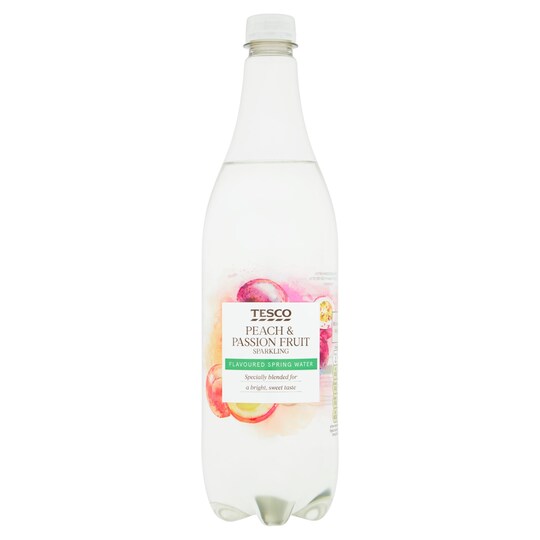Tesco Peach & Passion Fruit Sparkling Water 1L Tesco Groceries