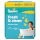 Pampers Fresh Clean Baby Nedves Törlőkendő, 4 Csomag x 80 Törlőkendő  db Baba Nedves Törlőkendő  1. kép