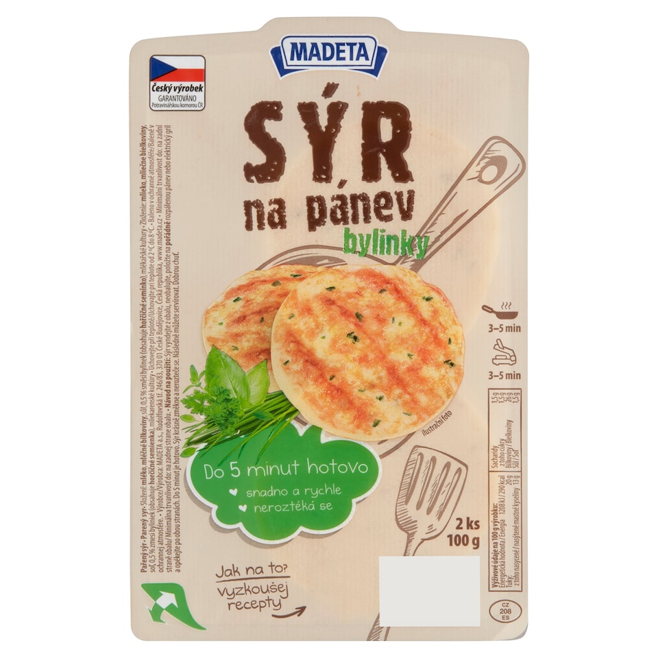 Obrázek 1 pro produkt Madeta Sýr na pánev bylinky 2 ks 100g