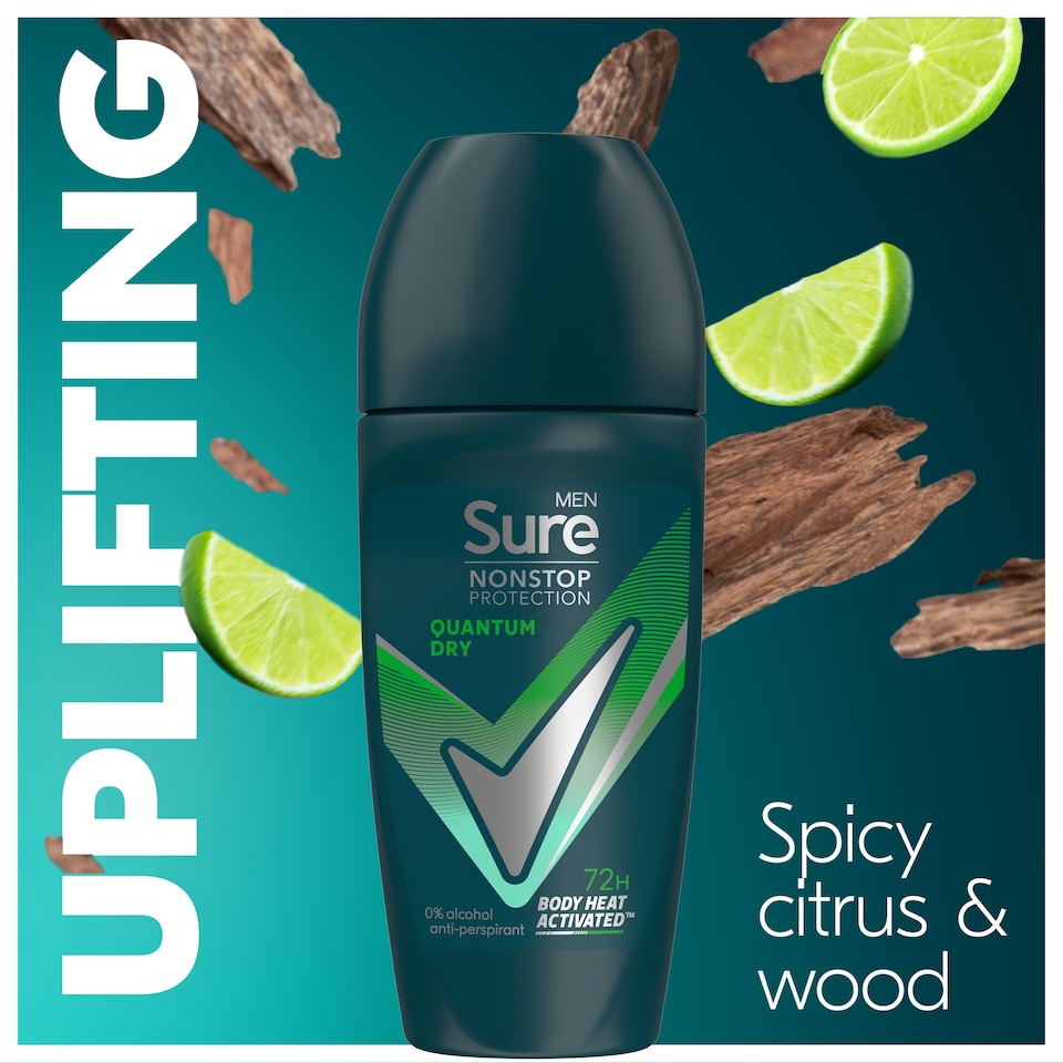 image 1 of Sure Men 72h Quantum Dry Roll-On Antiperspirant Deodorant 50ml