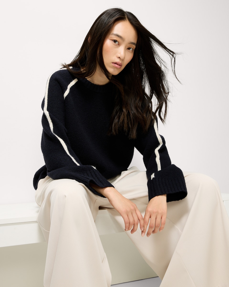 image 1 of F&F Tipped Knitted Jumper with Wool in Navy