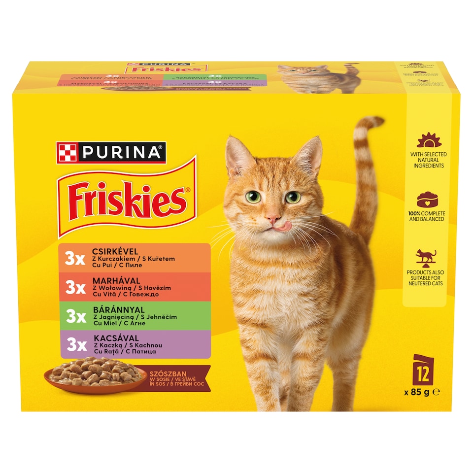 image 1 of Friskies Pouches for Cats Chicken, Beef, Lamb, Duck in Juice 12 × 85 g