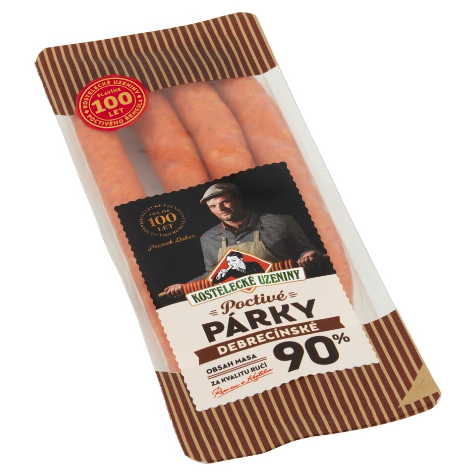 Obrázek 1 pro produkt Kostelecké Uzeniny Poctivé párky debrecínské 0,180kg