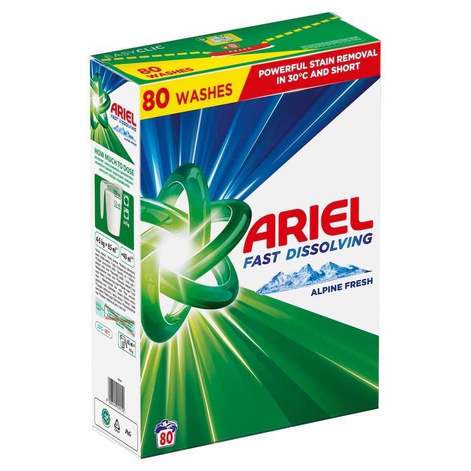 image 1 of Ariel Alpine Fresh Washing Powder Laundry Detergent, 4.4kg, 80 Washes