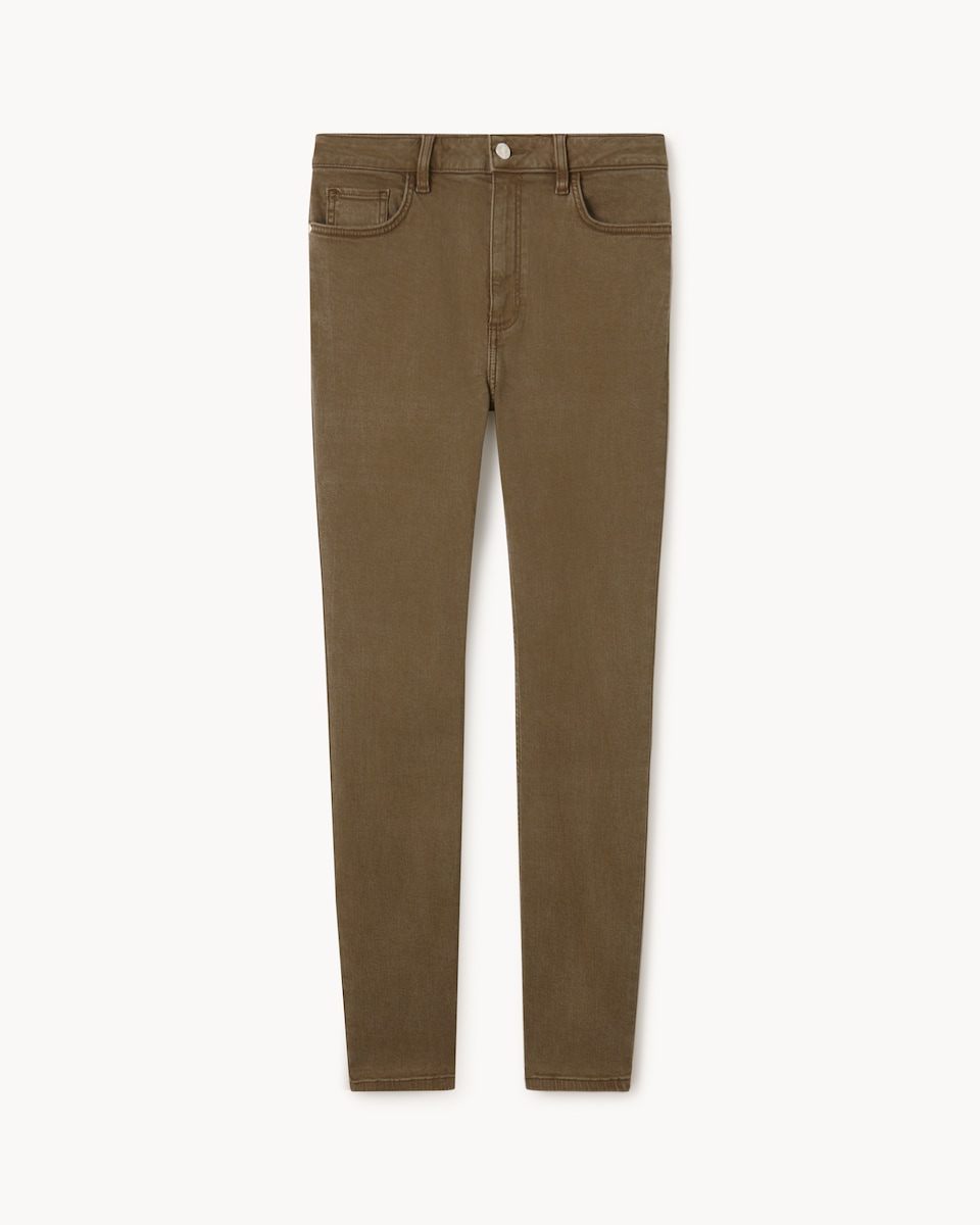 image 1 of F&F Mid Rise Cigarette Jeans in Mink